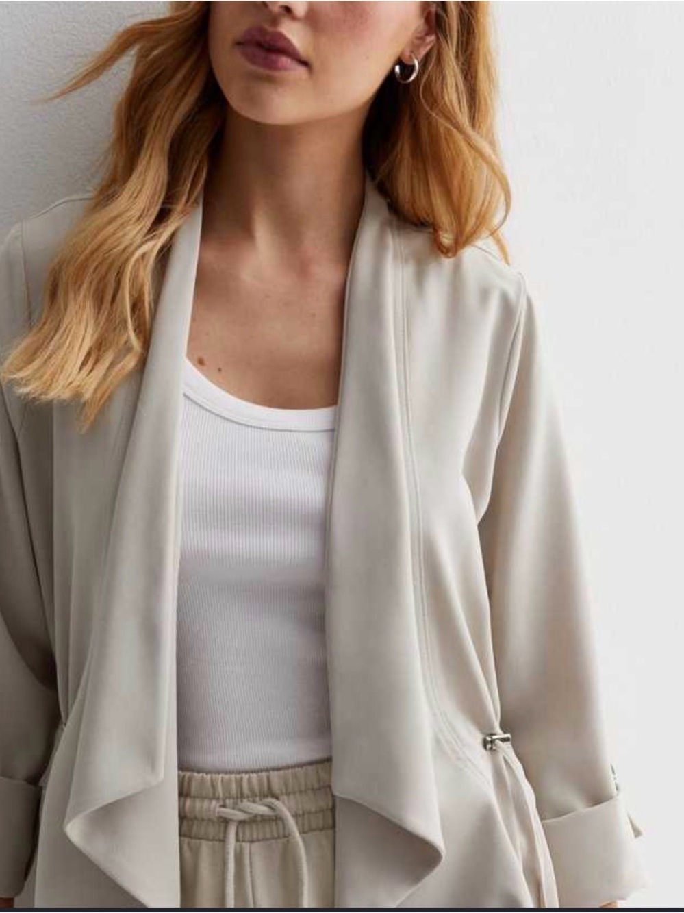 🩷4 for $35 🩷 Draped Open-Front Lightweight Jacket — Light Gray